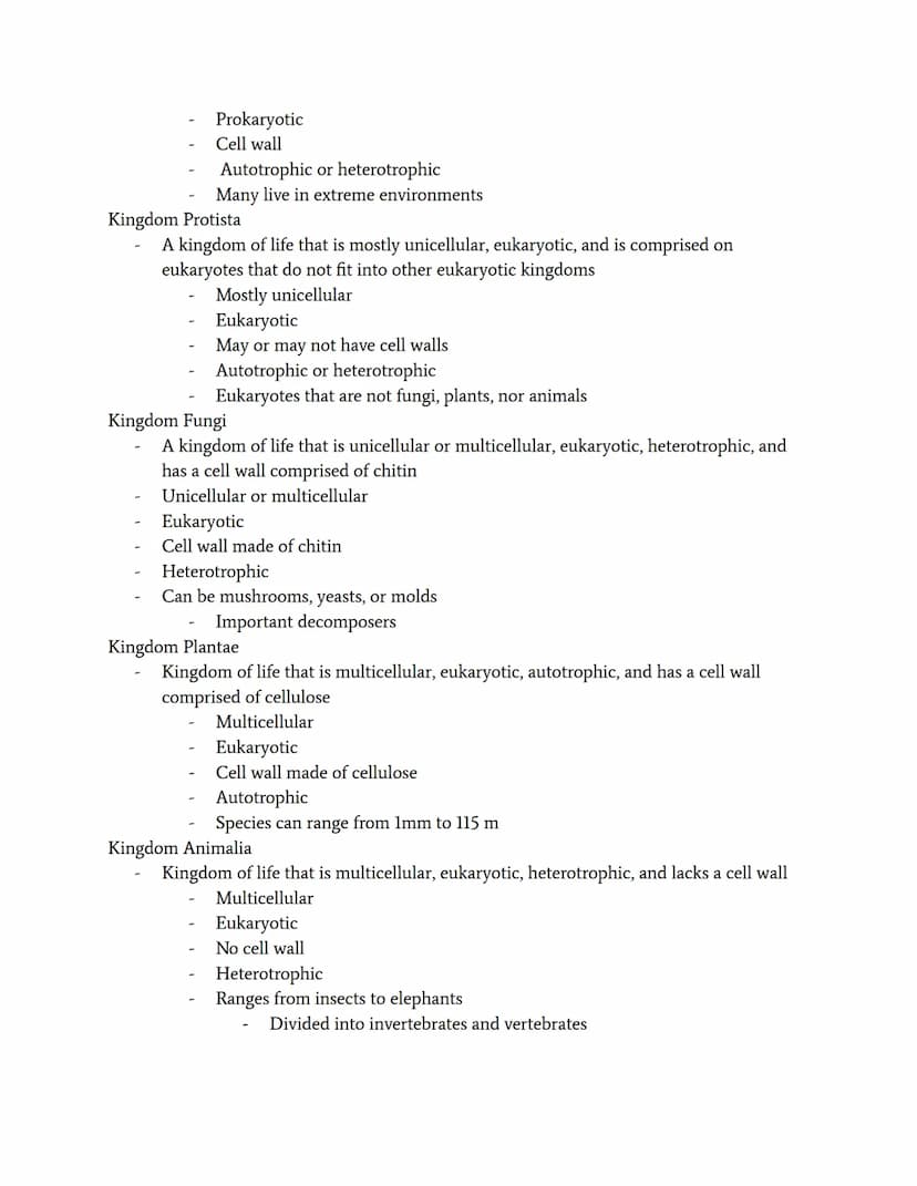 The Kingdoms
Taxonomy
Three domains- The largest taxonomic group of organisms, including bacteria,
Archaea, and Eukarya
Six Kingdoms- the se