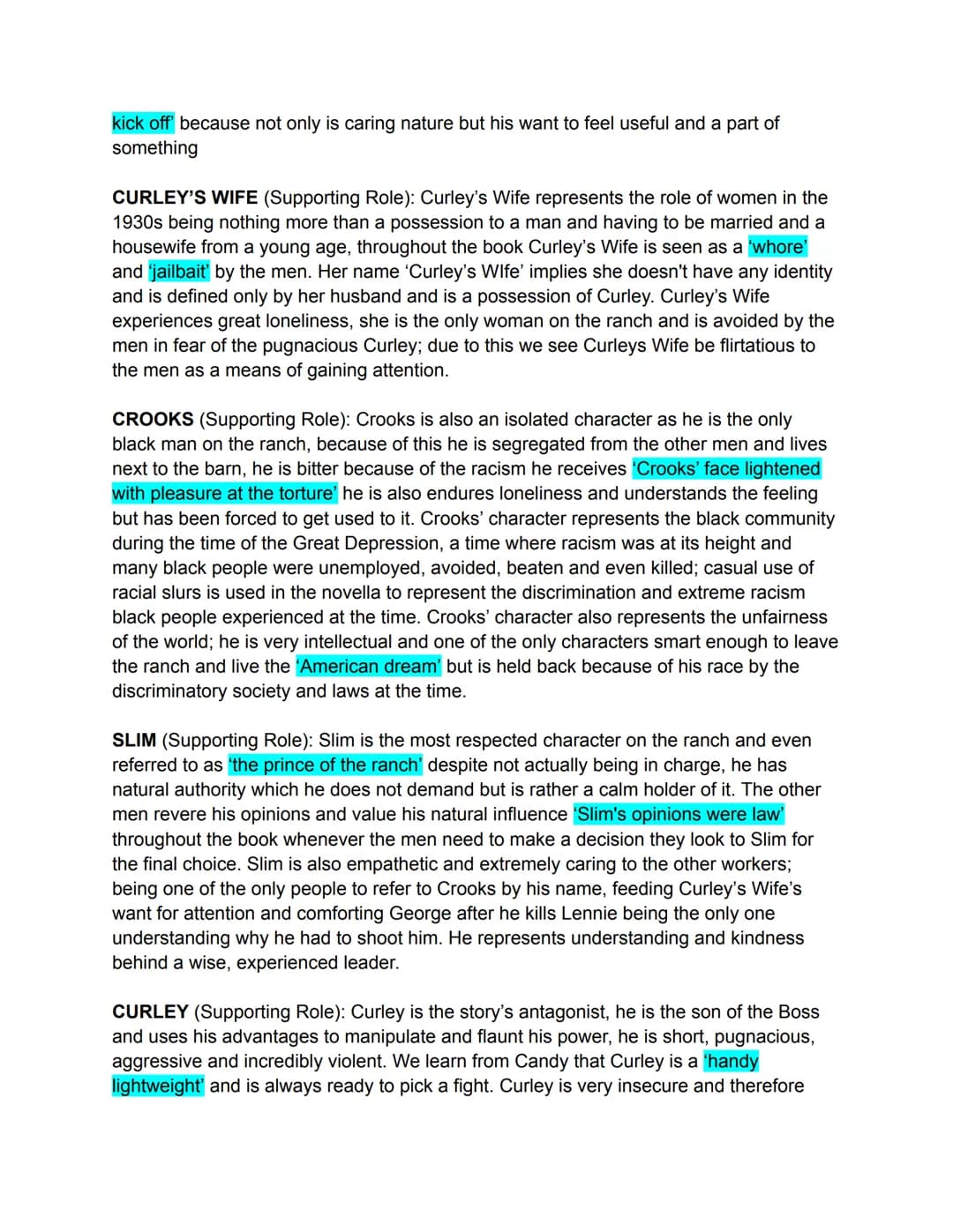 Of Mice and Men: CHARACTERS
In 'Of Mice and Men' written by John Steinebck and published in 1937 we see many
different characters inside of 