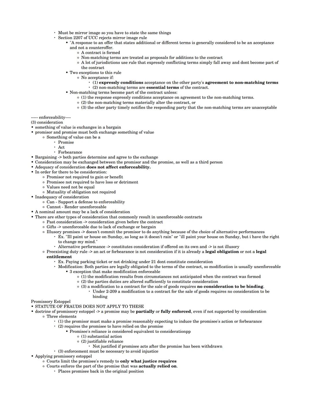 contracts agreements that are legally enforceable
• the second restatement is used for all areas of contract law, except sale of goods
o sec