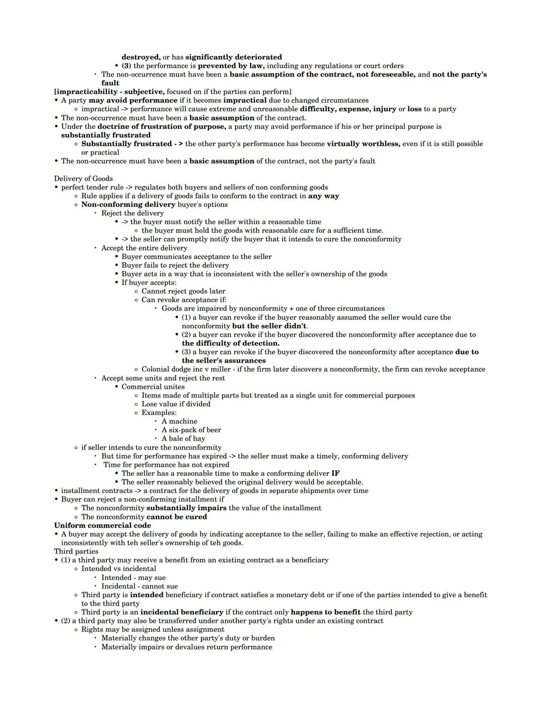 contracts agreements that are legally enforceable
• the second restatement is used for all areas of contract law, except sale of goods
o sec