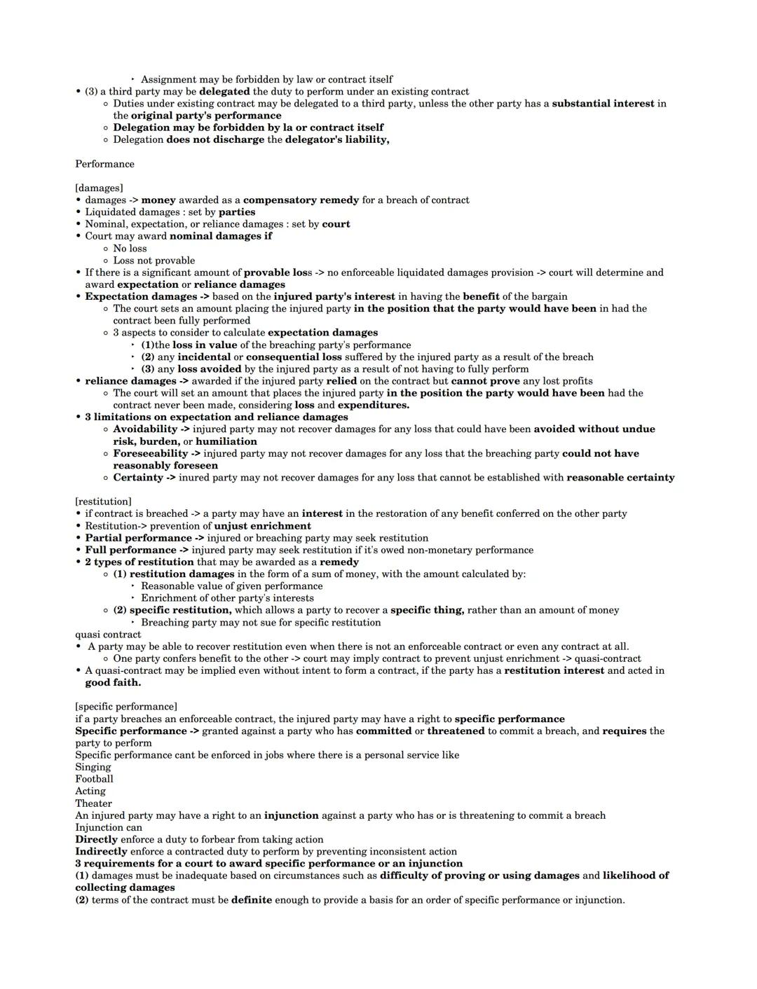 contracts agreements that are legally enforceable
• the second restatement is used for all areas of contract law, except sale of goods
o sec