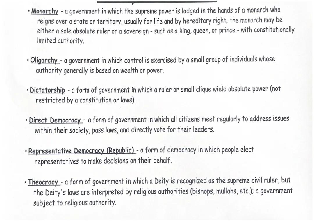 Different Forms of Government