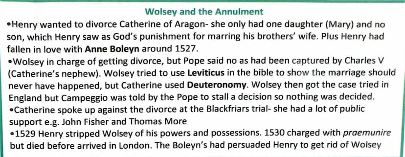 Wolsey's Policies
•Became Lord Chancellor in 1515 so was Henry's Chief Minister, and also the Archbishop of York, plus Papal Legate in 1518.