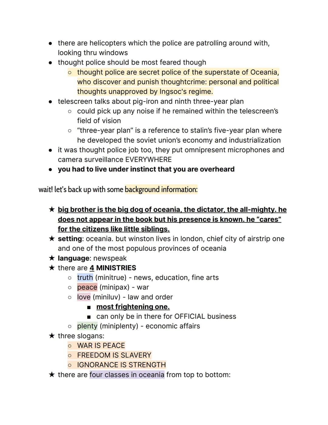 1984 by George Orwell; {Part 1 Notes }
things to know:
→ orwell rejected soviet communism
→ the book is actually the center of orwell's visi