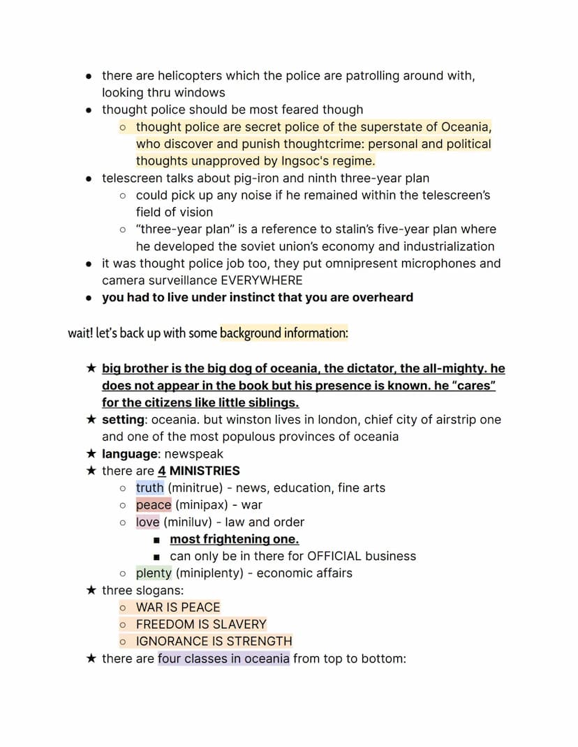 1984 by George Orwell; {Part 1 Notes }
things to know:
→ orwell rejected soviet communism
→ the book is actually the center of orwell's visi