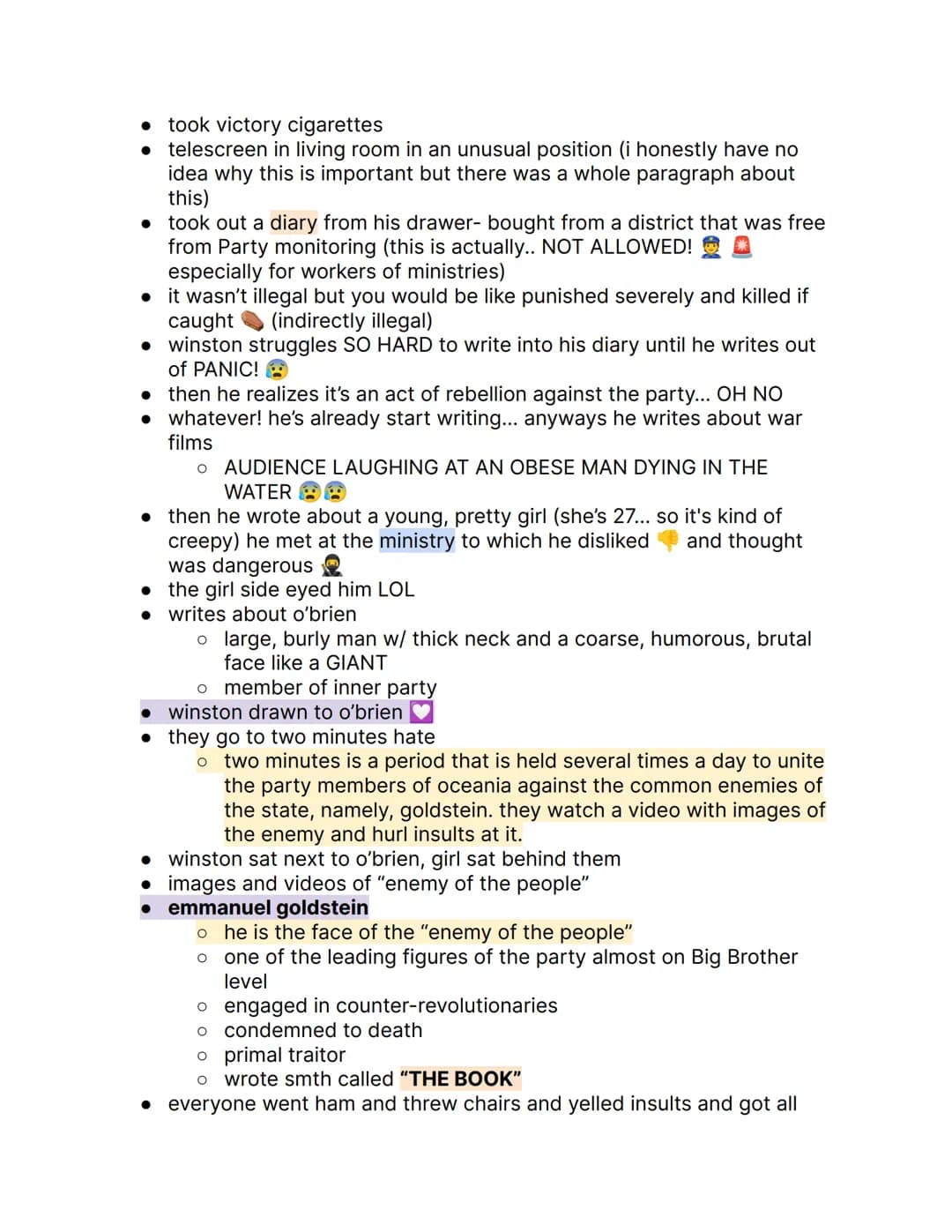 1984 by George Orwell; {Part 1 Notes }
things to know:
→ orwell rejected soviet communism
→ the book is actually the center of orwell's visi