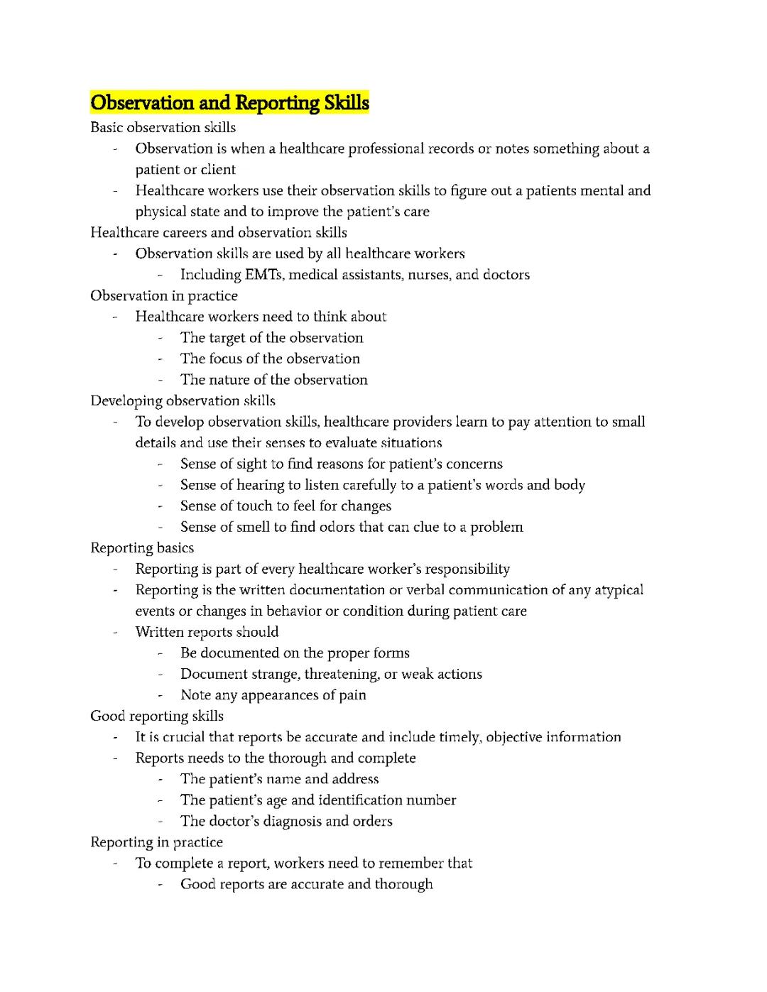 Mastering Observation and Reporting Skills