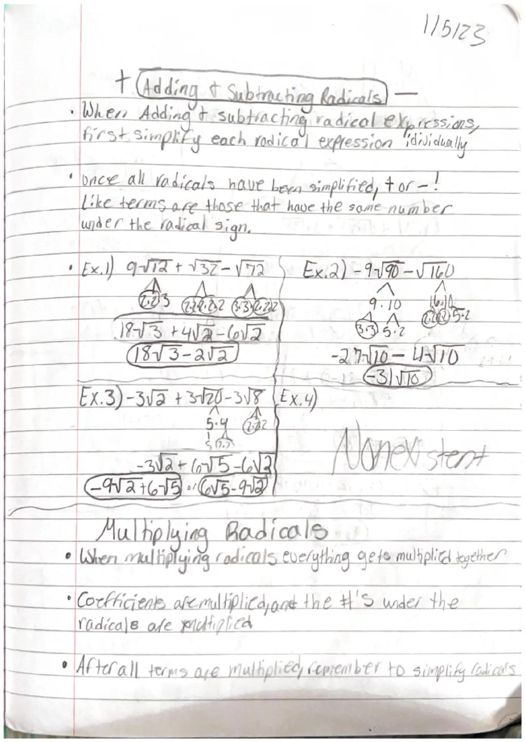 1-4/22

√24 Simplifying Radicals 130

Square root symbol (Radical)

Opposite Roots/Redicals= "Oppositell operation
operations of exponents, 