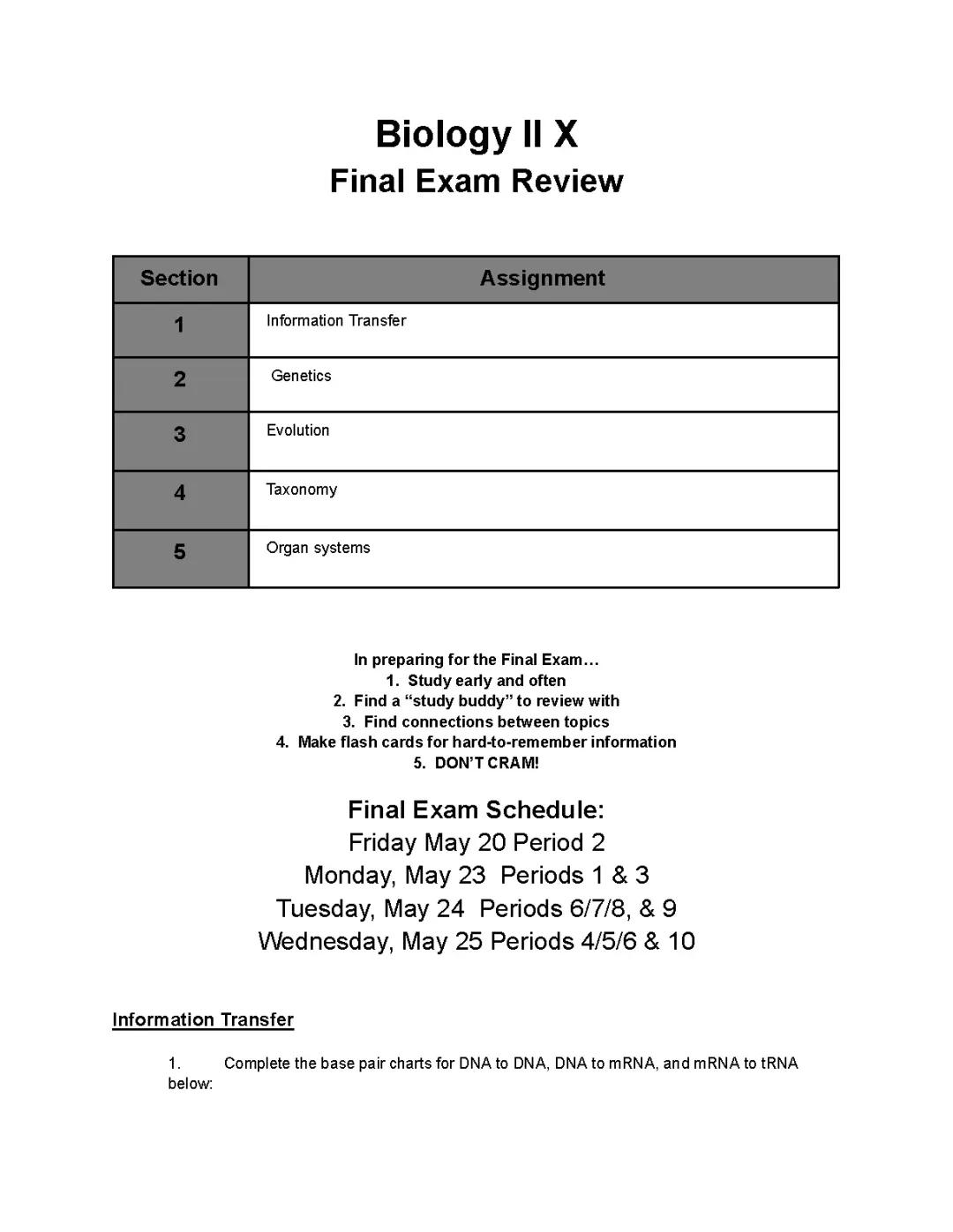 Awesome Biology 2 Final Exam Review: Your Guide to DNA, RNA & More!