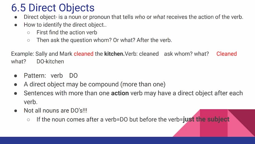Chapter 6
Parts of a Sentence 6.1 Complete Subjects and Predicates
Sentence- a word group that expresses a complete thought.
• Subject-the p