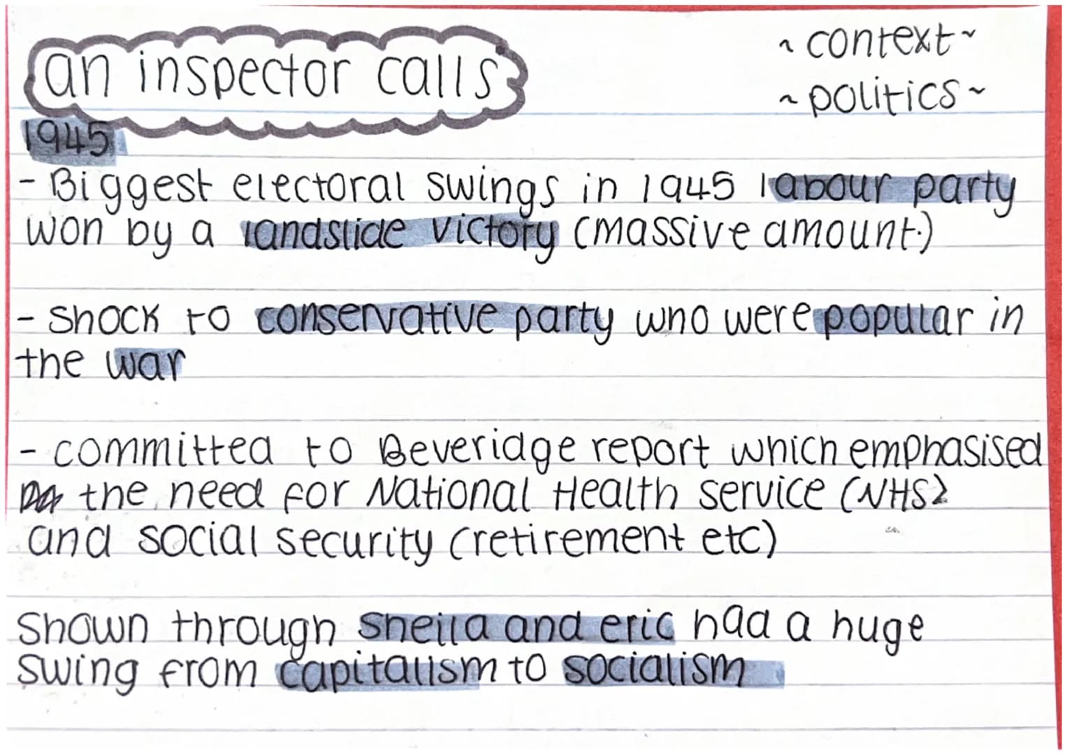 context
class system.
an inspector calls
1912
- rigid class system, those who belonged
to a class system were confined and
restricted by thi