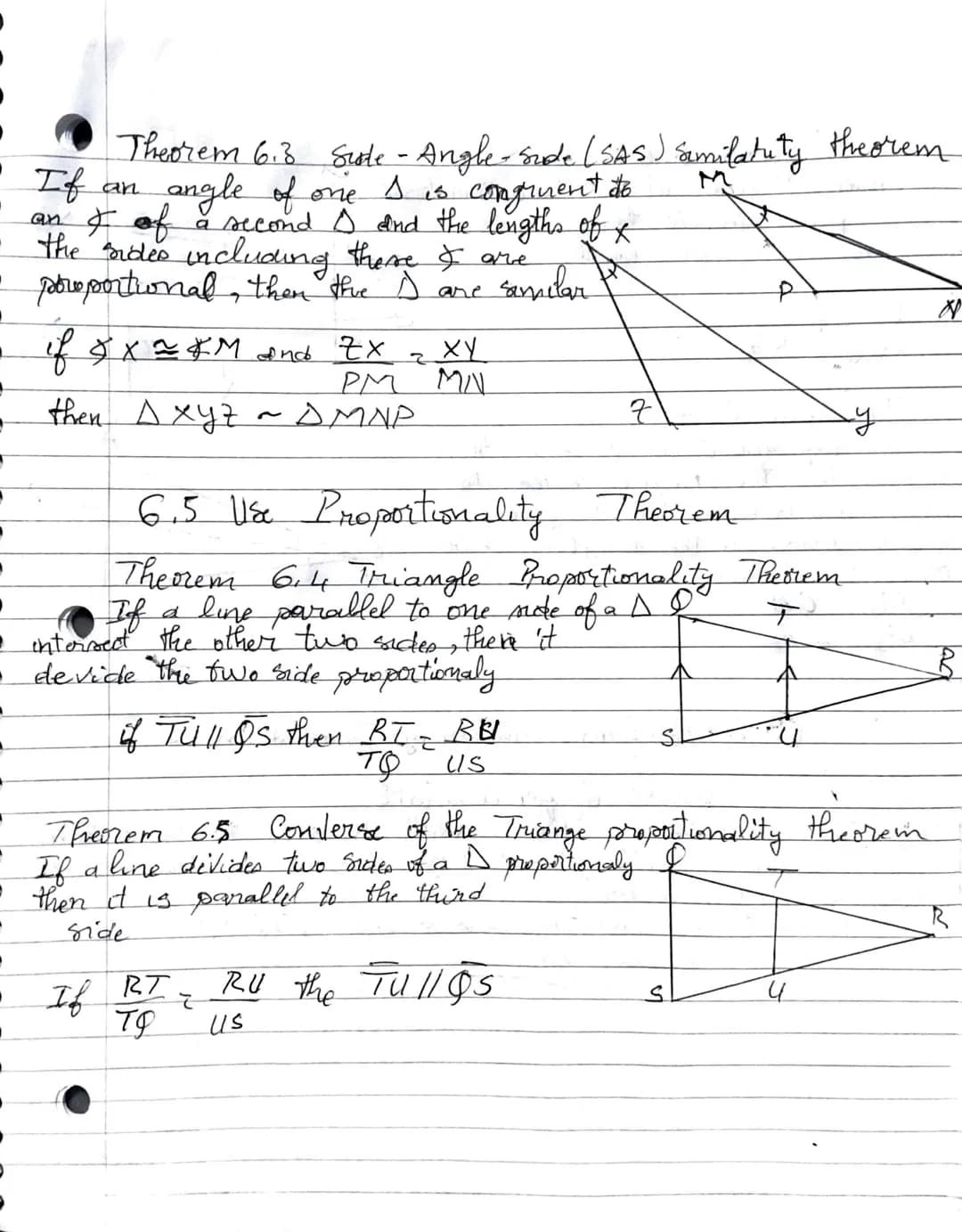 
<h2 id="triangleproportionalitytheorem">Triangle Proportionality Theorem</h2>
<p>The Triangle Proportionality Theorem states that if a line