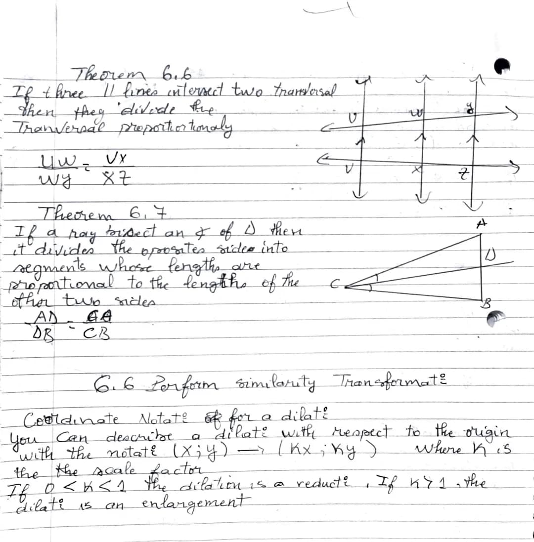 
<h2 id="triangleproportionalitytheorem">Triangle Proportionality Theorem</h2>
<p>The Triangle Proportionality Theorem states that if a line