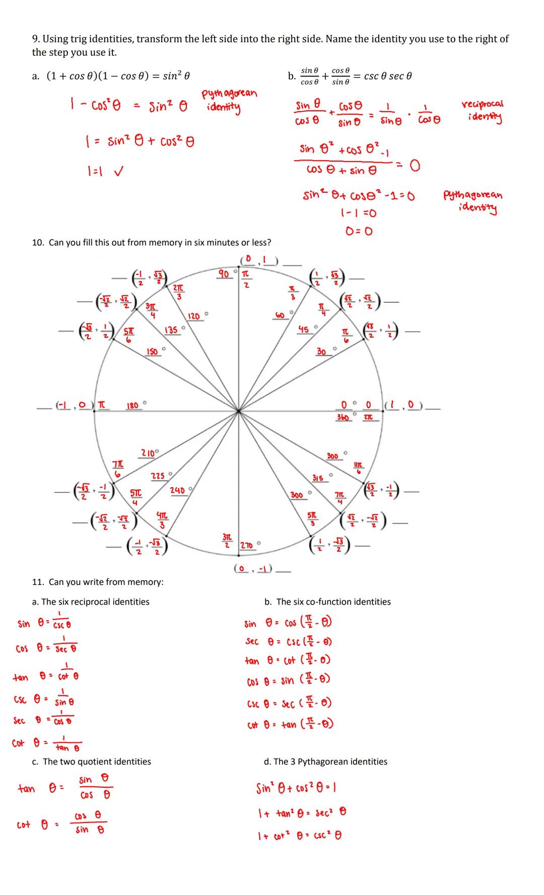 Pre-AP Pre-Calculus Section
14-1 to 14-4 REVIEW Practice Due: 1-20-2021
1. Given 0 = 220°
40°
2. Given
3
_a. In which quadrant can the termi