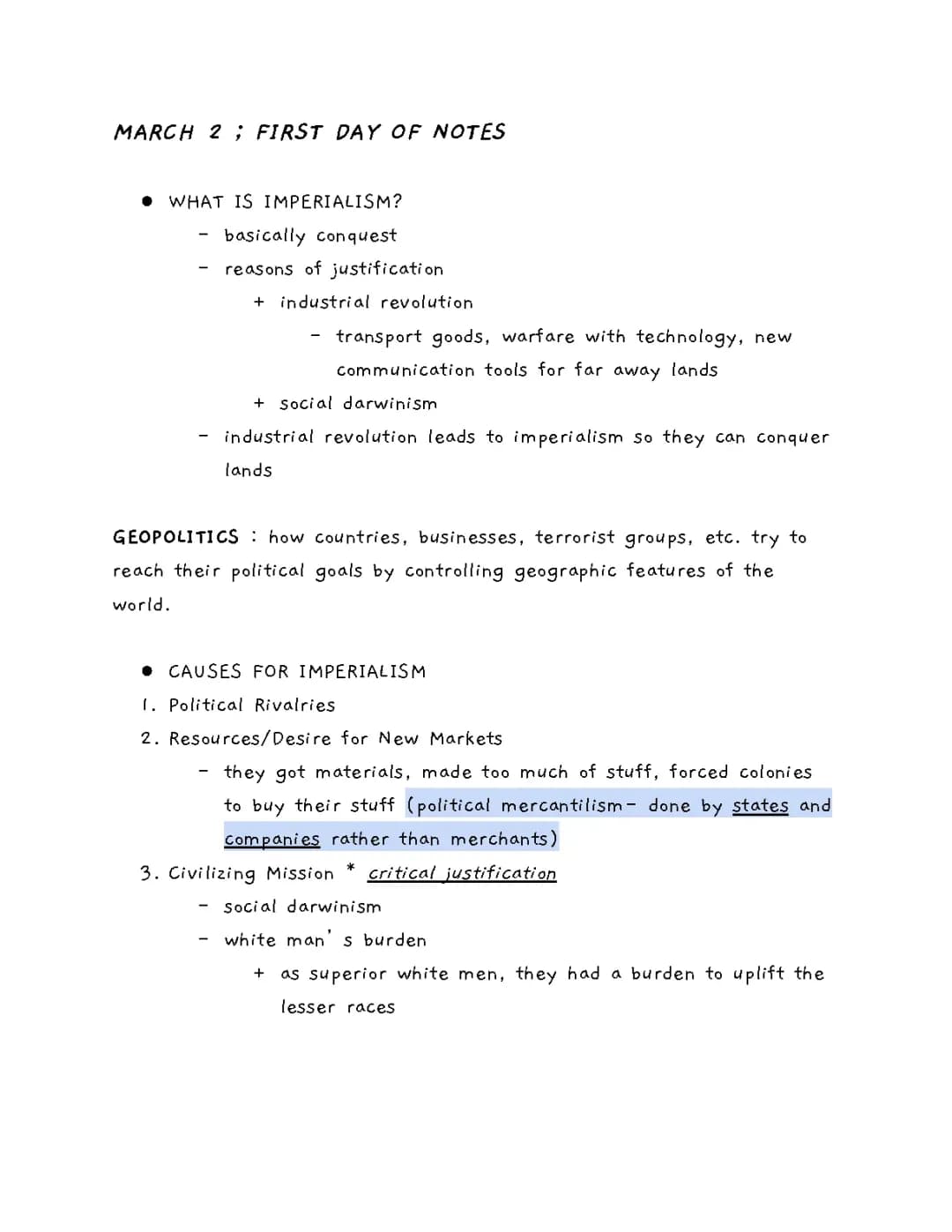 UNIT 11: IMPERIALISM - ap world history in class notes