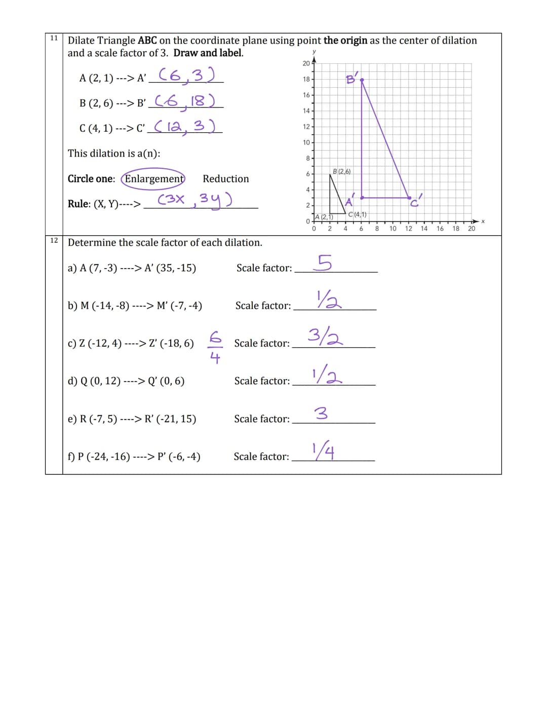 How Shapes Change: Triangle Dilation from the Center
