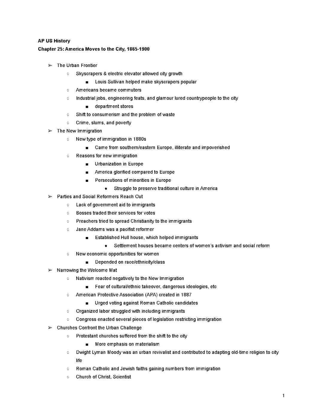 APUSH Chapter 25: America Moves to the City - American Pageant Notes PDF and Quizlet