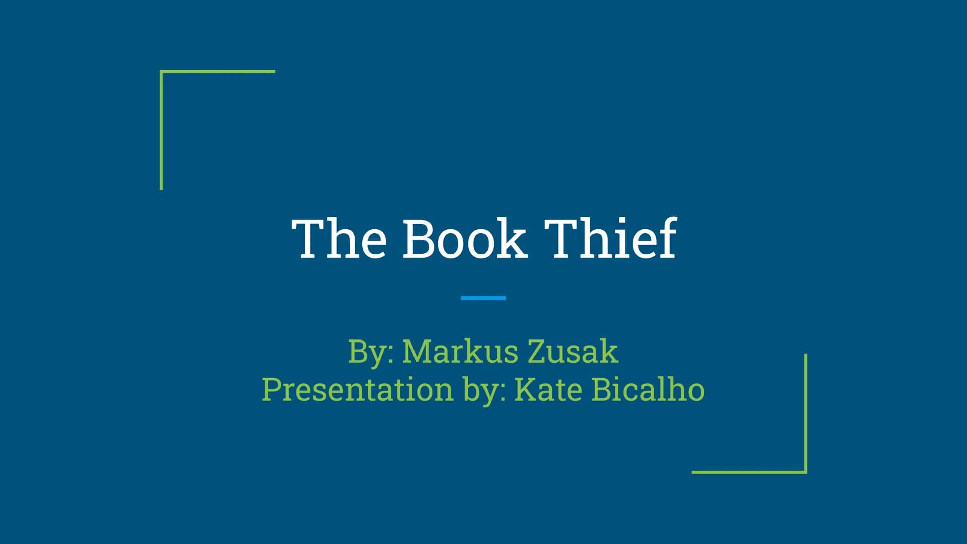 The Book Thief
By: Markus Zusak
Presentation by: Kate Bicalho Summary
The book starts with death introducing himself as the narrator. He lis