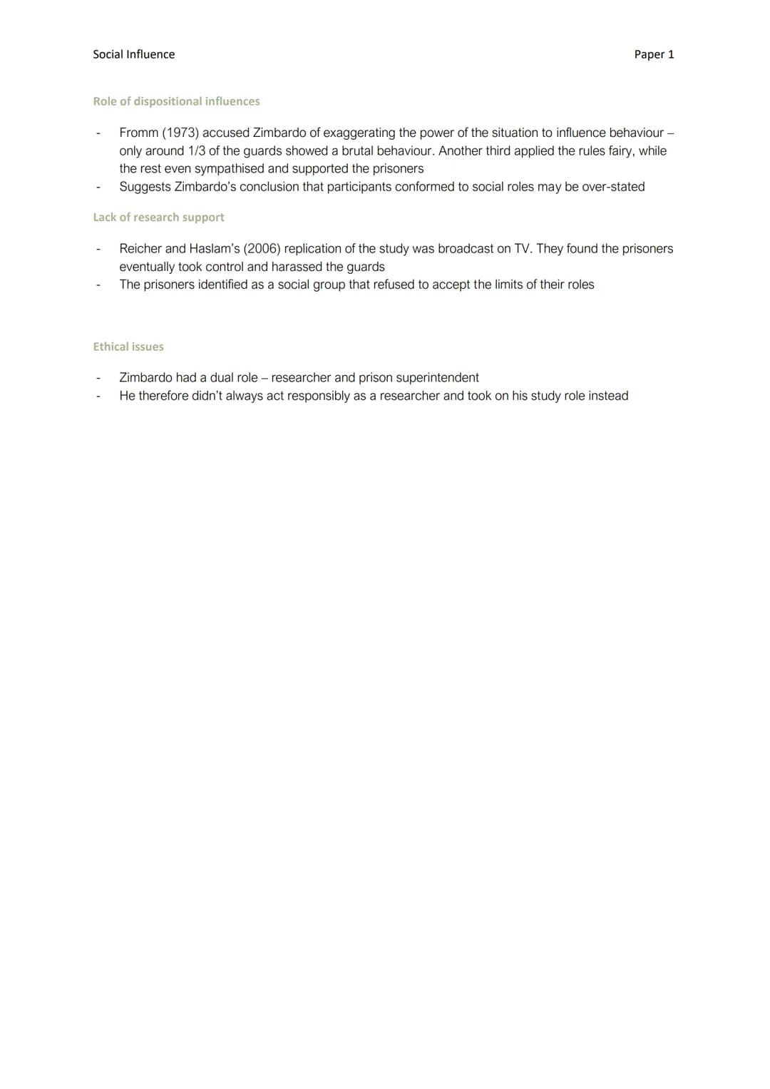 Social Influence
A01
The Stanford Prison Experiment
Procedure
Findings
Zimbardo set up mock prison in basement of Stanford University
Select