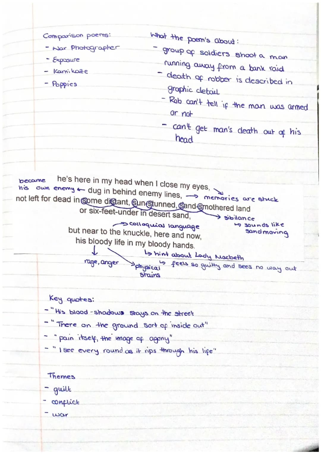 Real Soldiers' accounts
"The Not Dead"
Structure
- Dramatic monologue
- Regular structure
→ 4 line stanzas
- Incidental rhyme.
Follows
speec