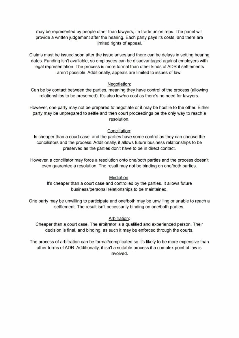 1.4.2 Evaluation of Alternative Dispute Resolution
Advantages:
Methods of ADR are less formal than courts.
Negotiation can involve just the 