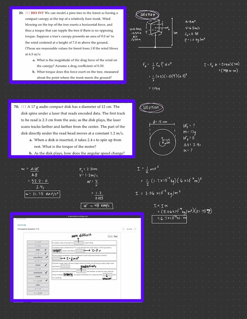 F
Chapter 7-
examples:
7. ||||| A turntable rotates counterclockwise at 78 rpm. A speck
of dust on the turntable is at 0 = 0.45 rad at t = 0