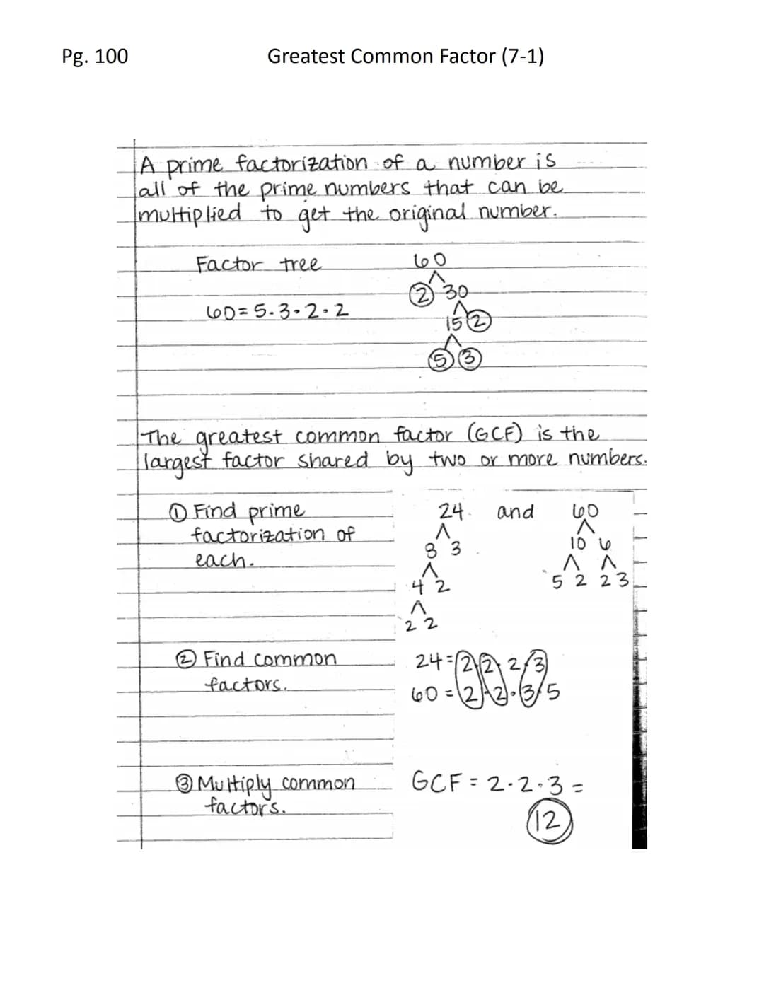 Greatest Common Factor Notes