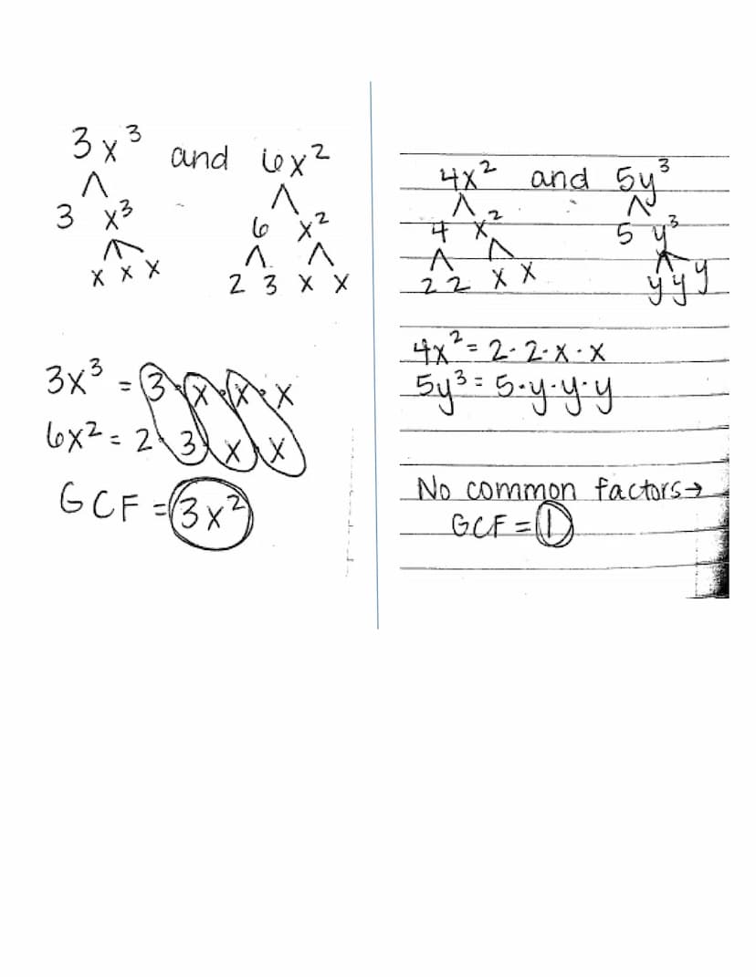 Pg. 100
Greatest Common Factor (7-1)
A prime factorization of a number is
all of the prime numbers that can be
multiplied to get the origina