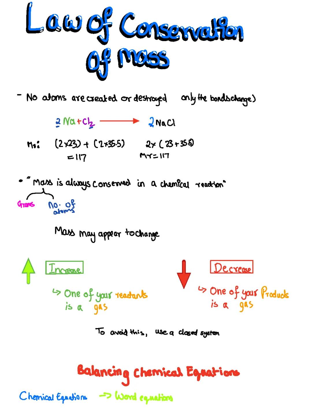 Easy Law of Conservation of Mass Explanation with Examples - GCSE & Class 9