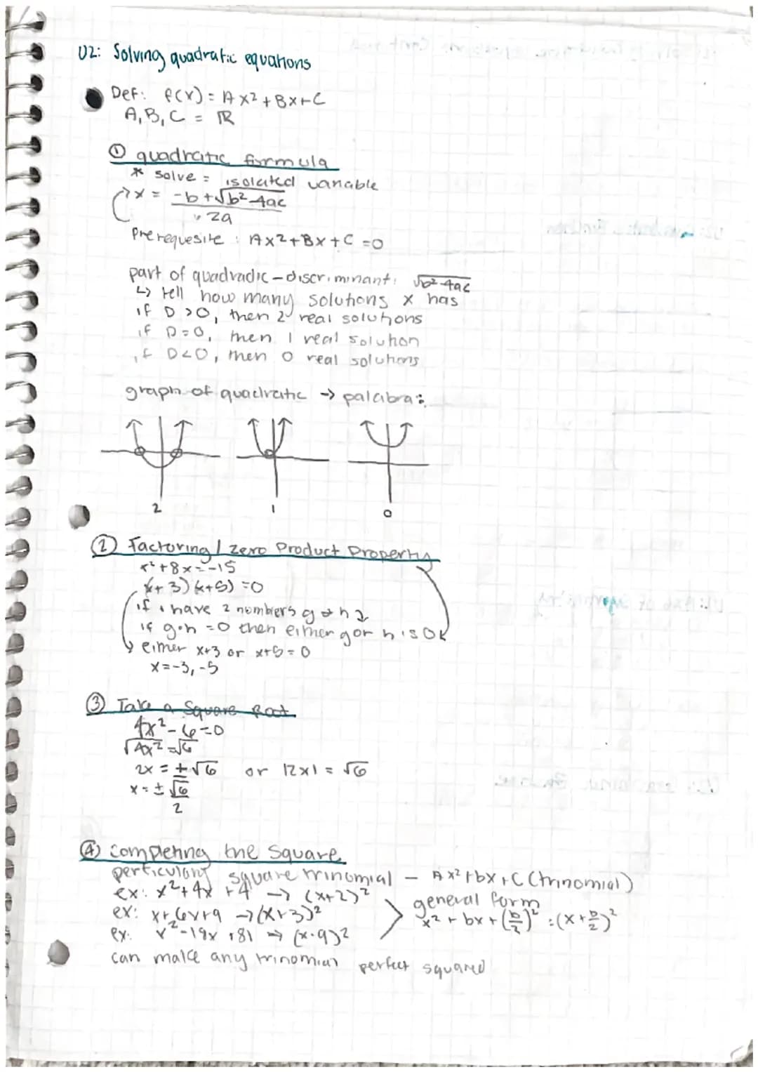 02: Solving quadratic equations
Def: f(x) = AX²+BX+C
A, B, C = TR
O quadratic formula
* solve =
isolated vanable
-> x==b+√√√b² - 4ac
(**
za
