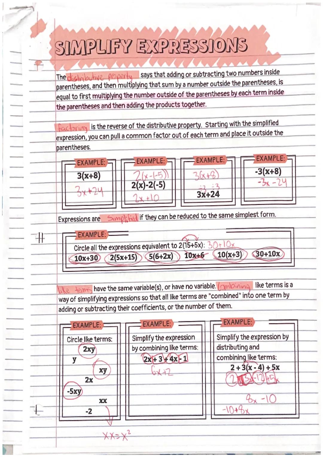 
<p>An expression is a mathematical phrase that contains numbers, operations, and variables, representing an unknown quantity. A variable is