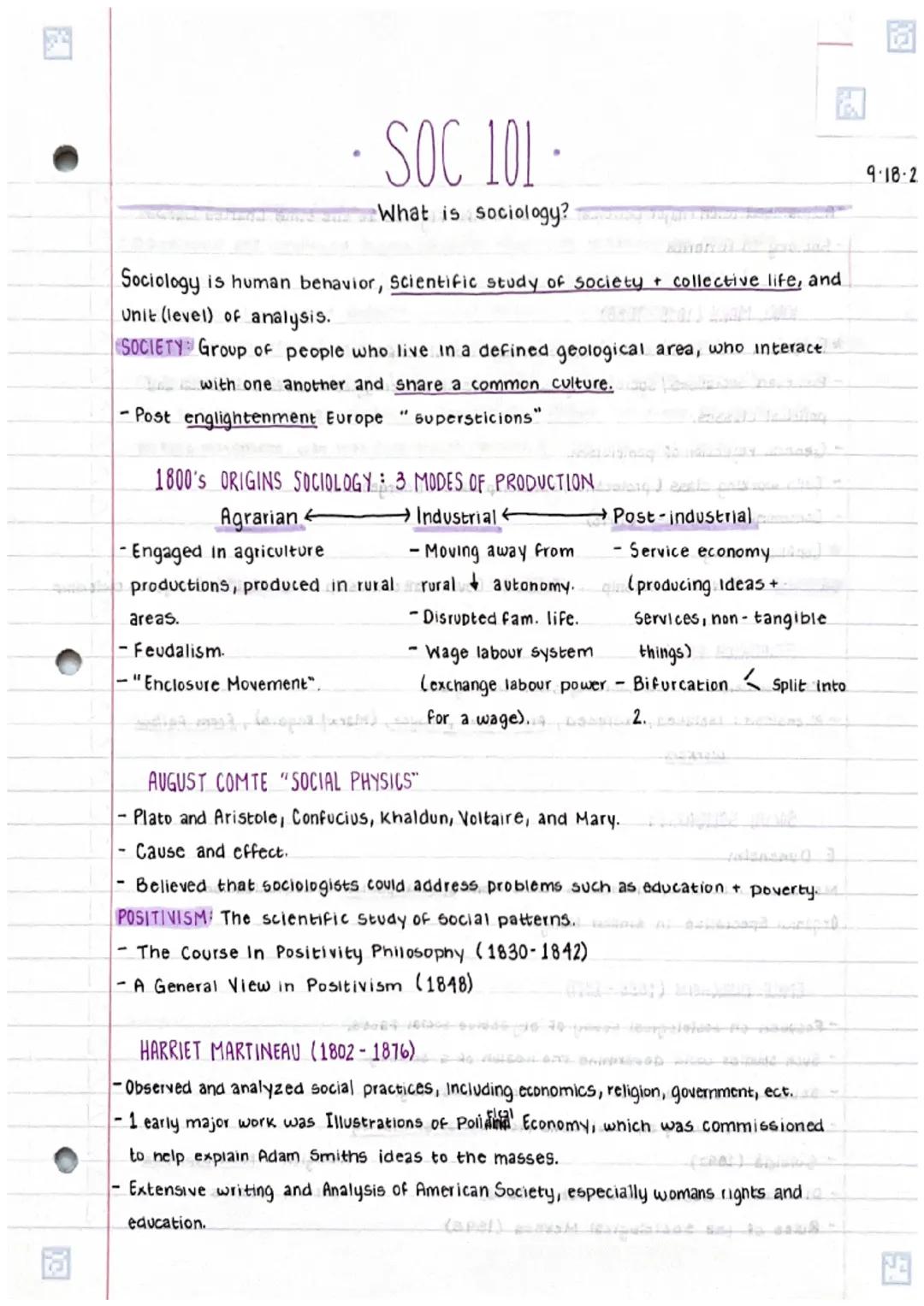 .
SOC 101-
What is sociology?
Sociology is human behavior, Scientific study of society + collective life, and
Unit (level) of analysis.
SOCI