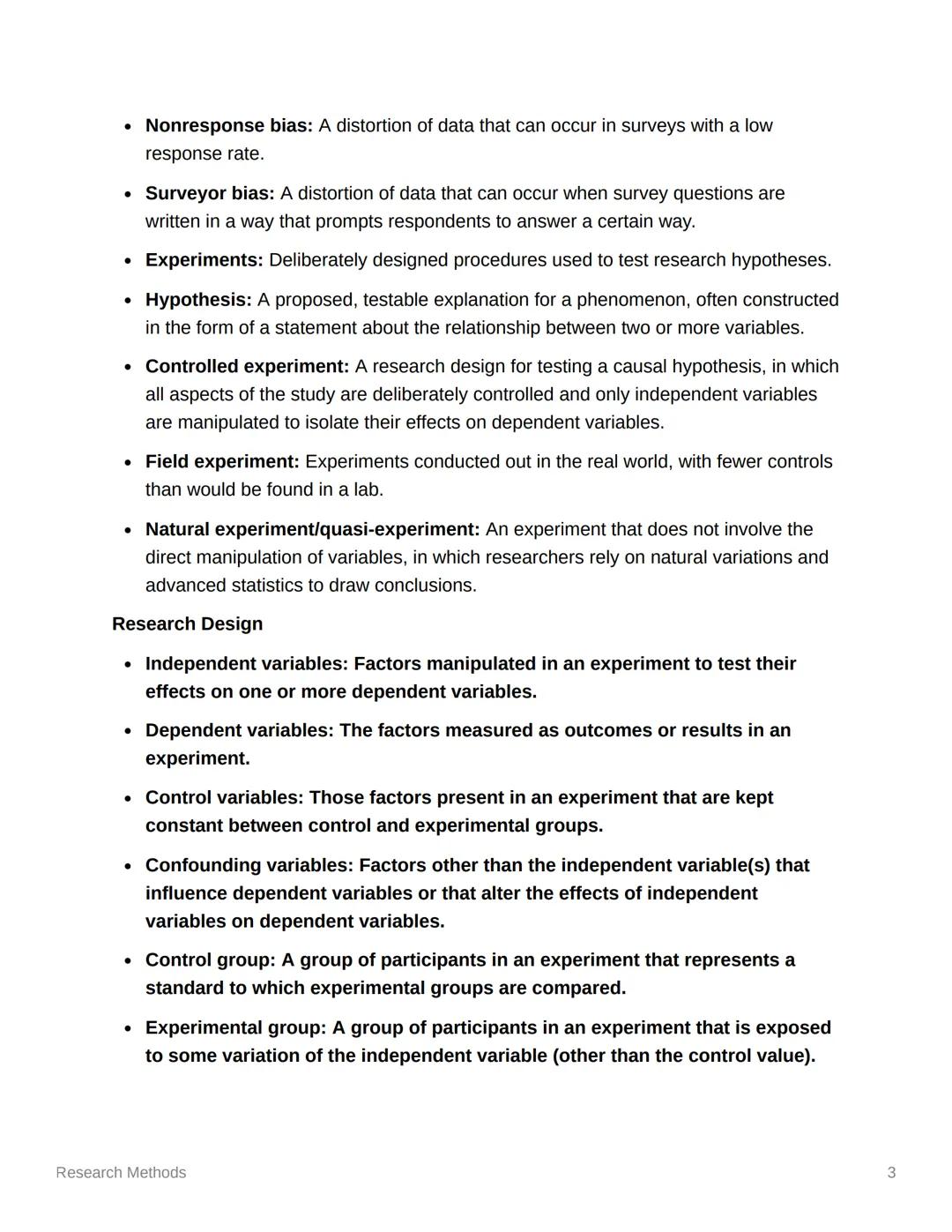Research Methods
Key Takeaways: Research Methods
1. The study of psychology relies on a diverse array of qualitative and quantitative
resear