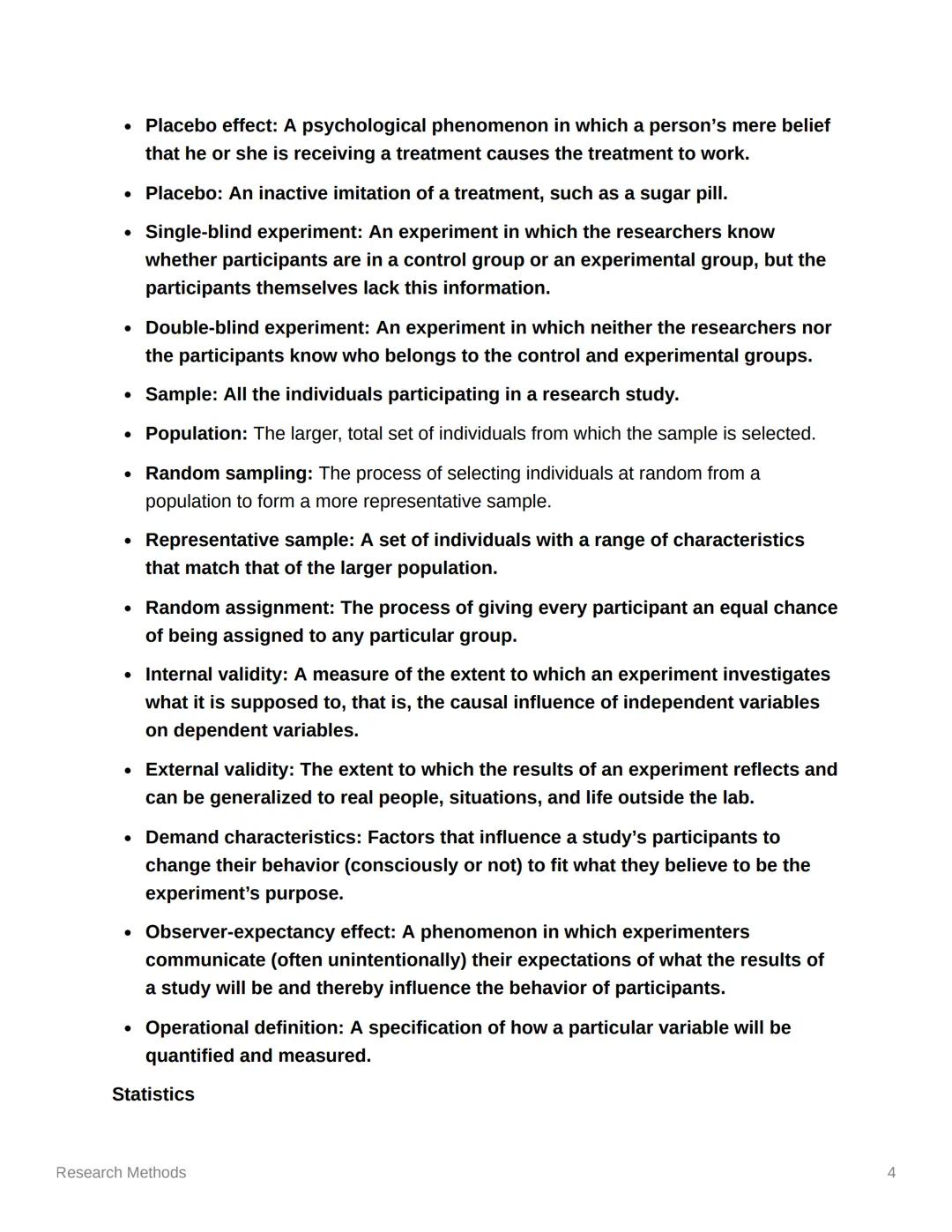 Research Methods
Key Takeaways: Research Methods
1. The study of psychology relies on a diverse array of qualitative and quantitative
resear