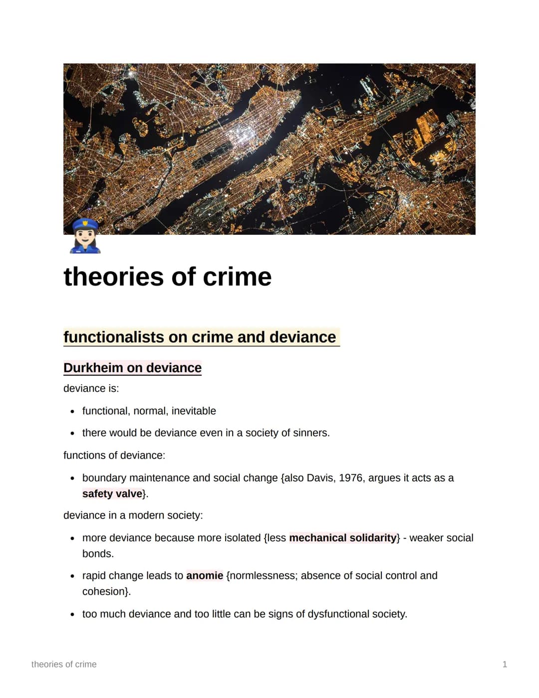 theories of crime
functionalists on crime and deviance
Durkheim on deviance
deviance is:
• functional, normal, inevitable
• there would be d