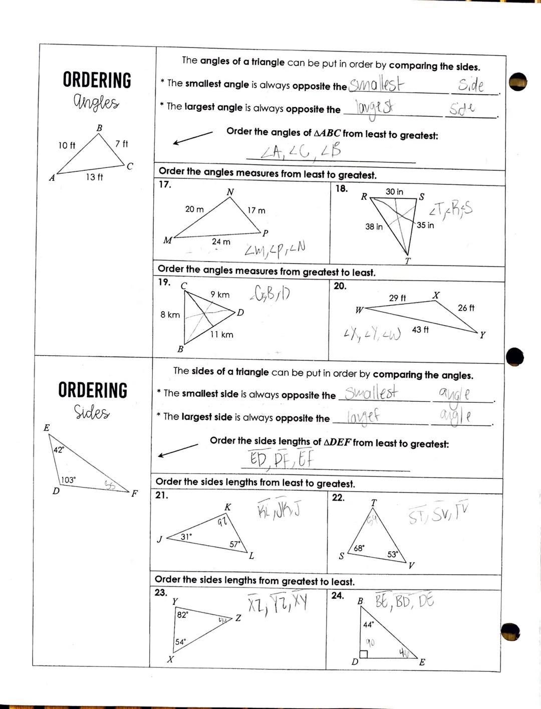 Name:
Topic:
Main Ideas/Questions
TRIANGLE
INEQUALITY
Theorem
Can it form
A TRIANGLE?
(Let x = the third side)
92x26
Notes/Examples
A triang