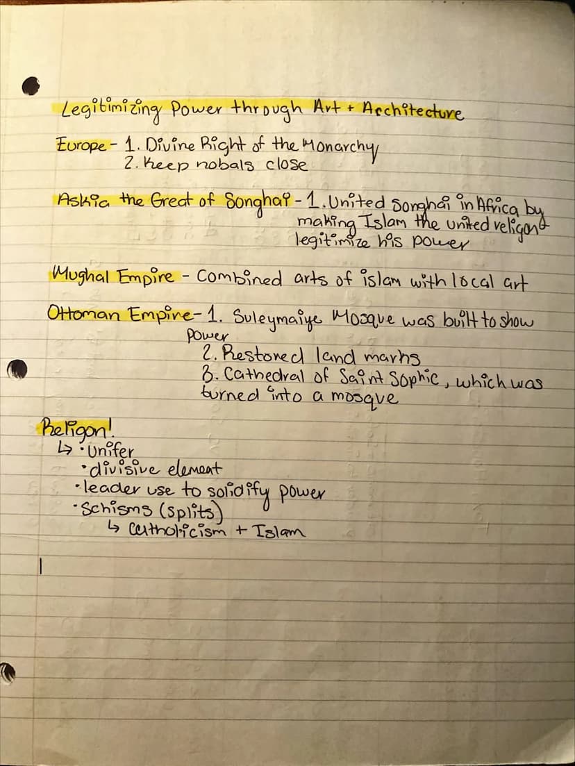 KQ: How did rulers of land-based empires legitimize and
Consolidate their power in the timer period 1450-1750.
3.2-3 Empires Admin and Relig