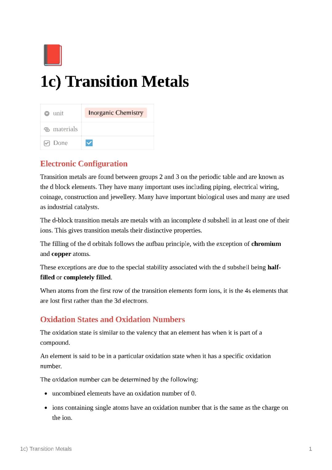 Transition Metals