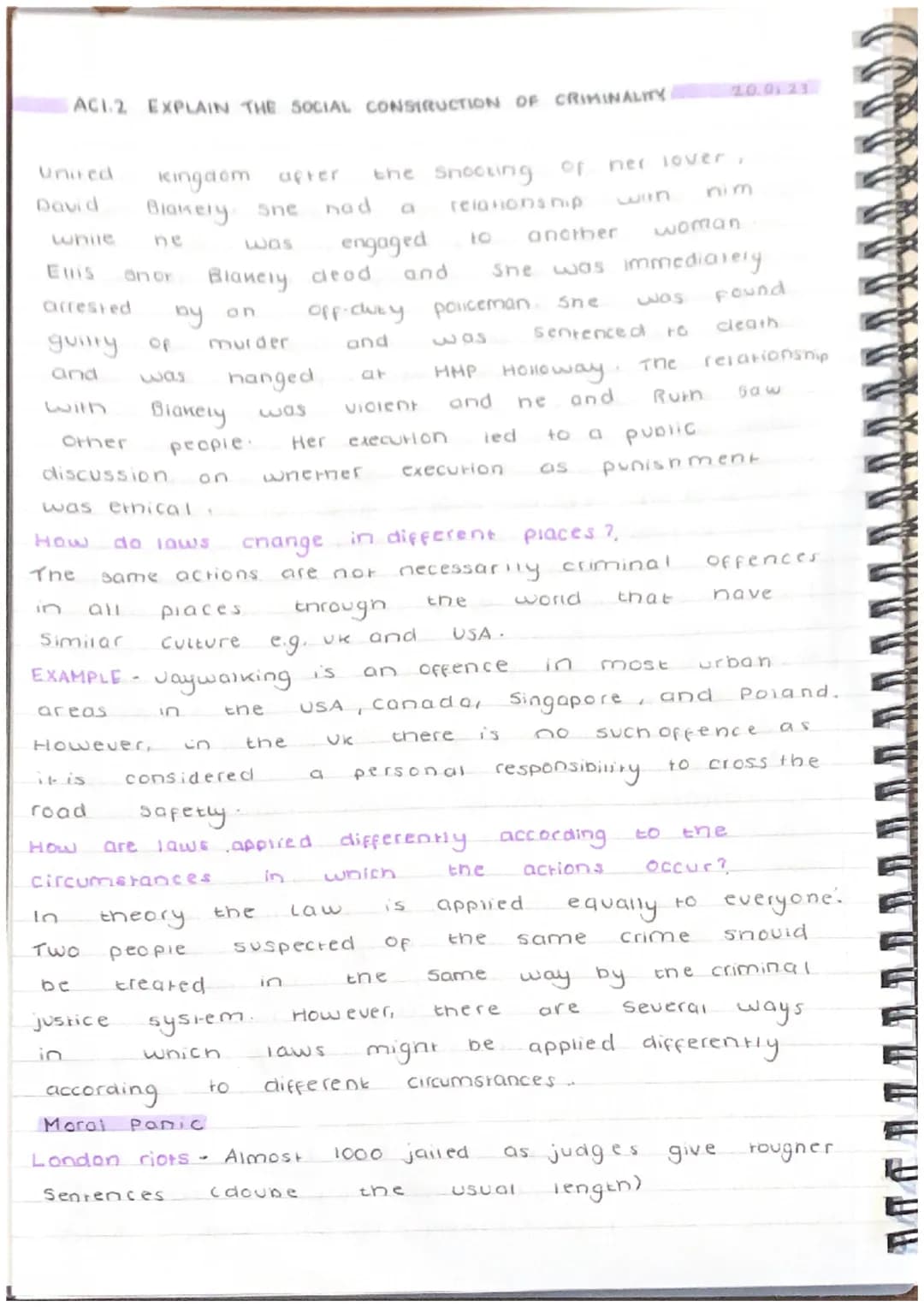 
<p>The social construction of criminality refers to something that has been defined by society, rather than occurring naturally. Society de