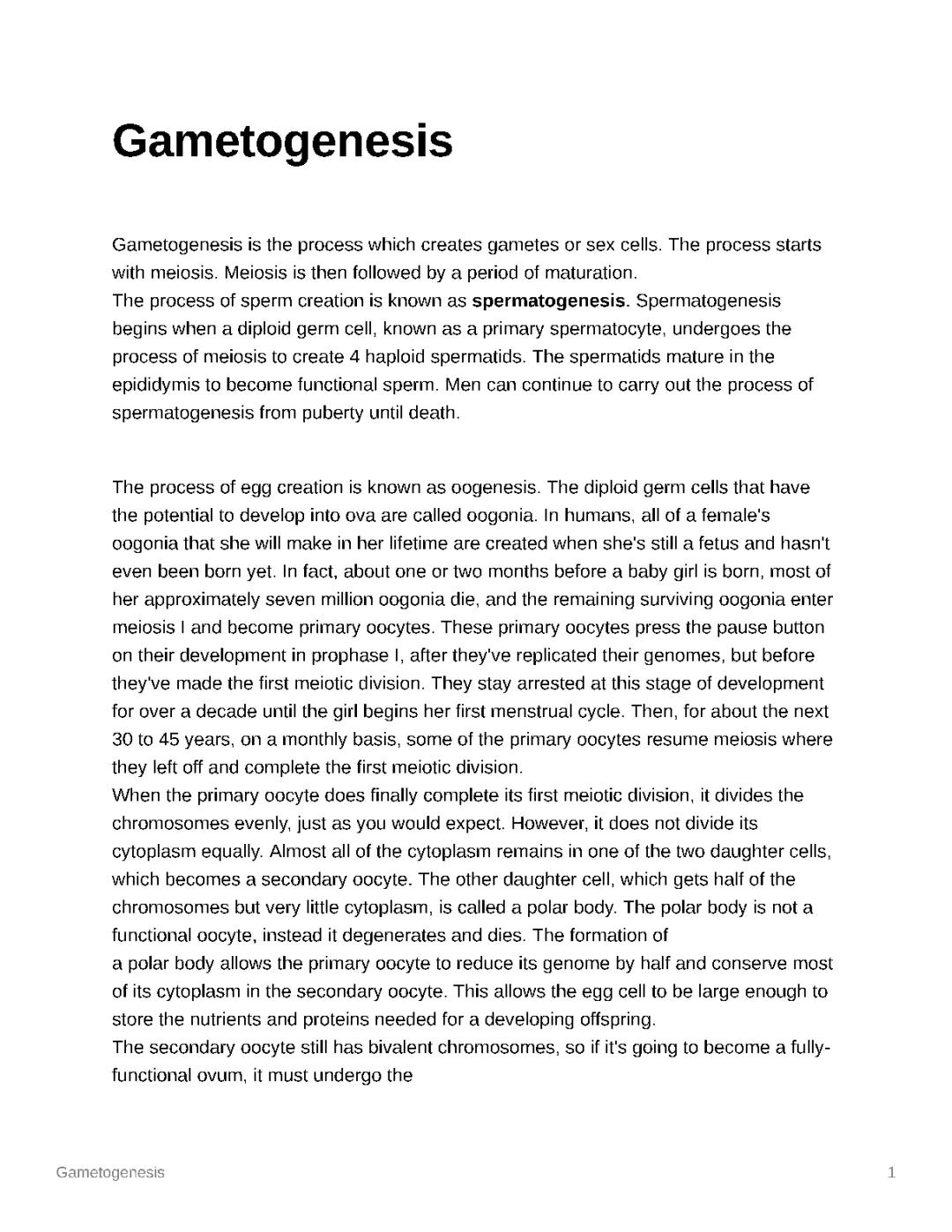 Gametogenesis