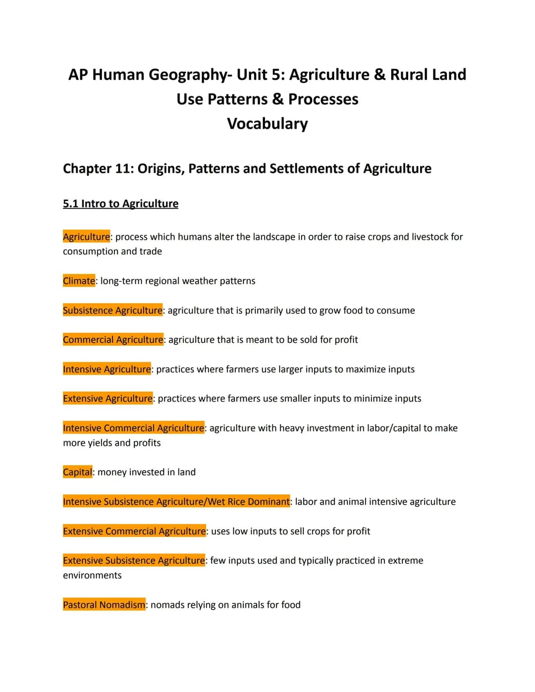Understanding Intensive Subsistence Agriculture and Market Gardening