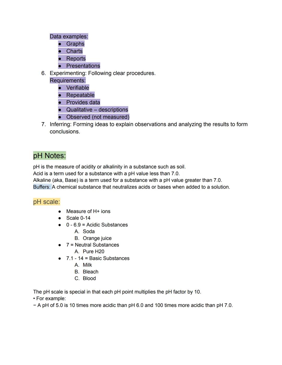 Agricultural Science Notes:

Key:

*   Subtitles
*   Secondary titles
*   Examples
*   Side notes
*   Definitions

Lab equipment:

Apron: cl