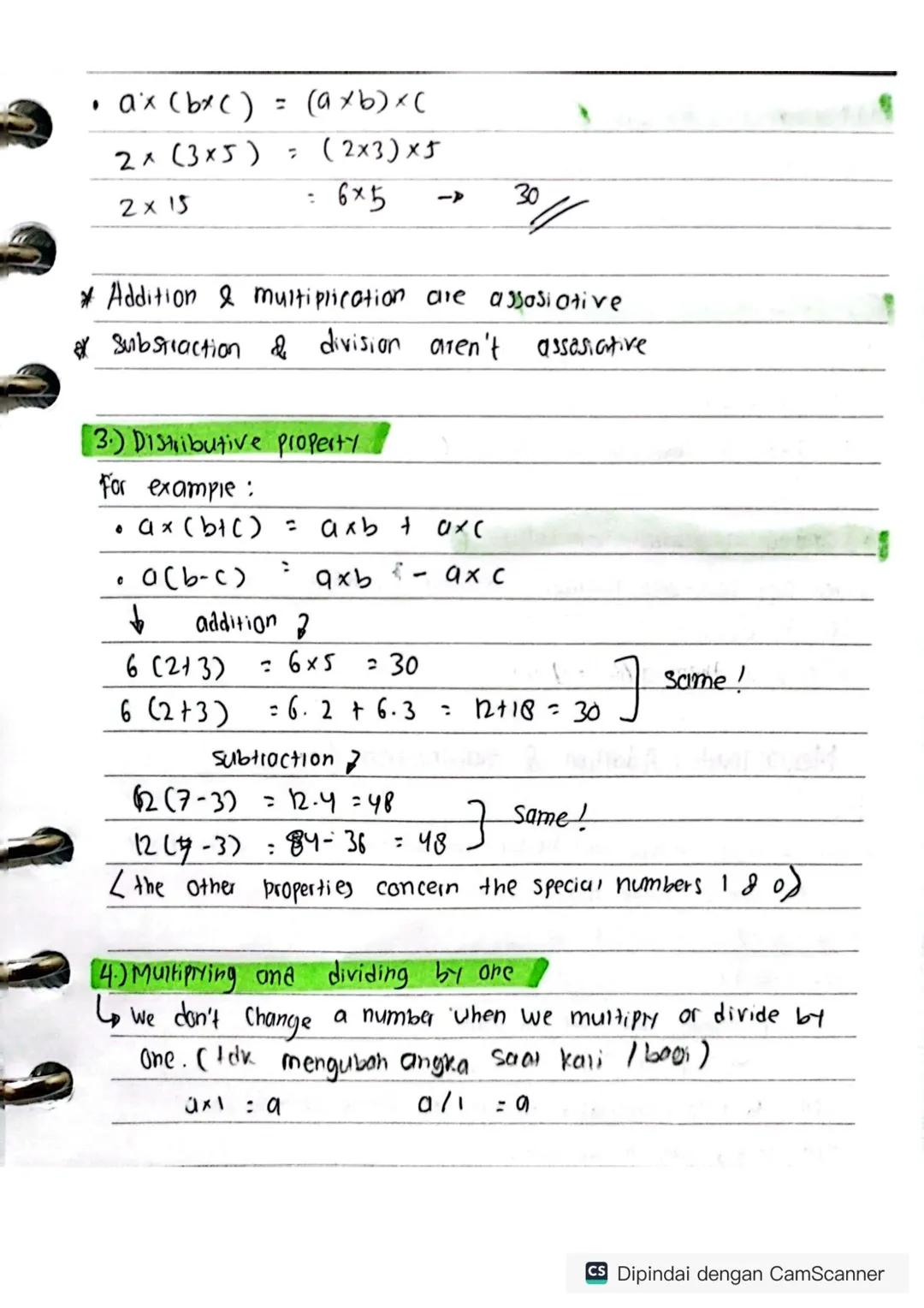 ●
ax (bx ()
2x (3x5)
2x 15
=
C
-
(axb)xc
:
:
* Addition & multiplication are assosiative
** Substraction & division aren't assasiative
3.) D