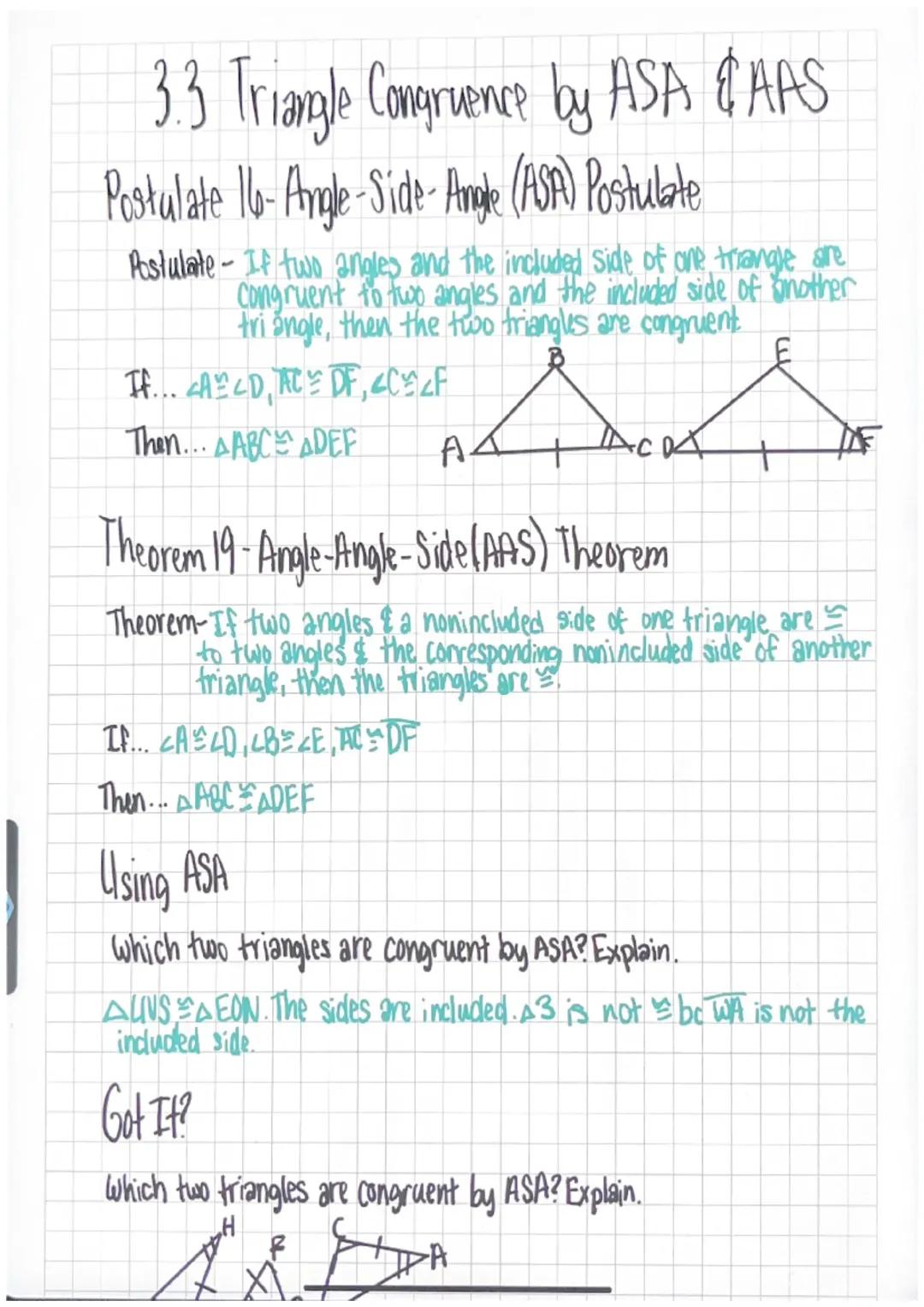 Triangle Congruence: ASA and AAS Theorems Explained with Worksheets and Examples