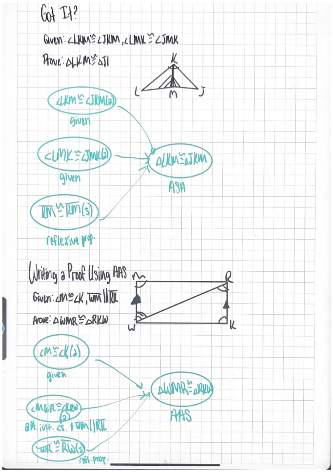 3.3 Triangle Congruence by ASA & AAS
Postulate 16- Angle-Side- Angle (ASA) Postulate
Postulate-If two angles and the included Side of one tr