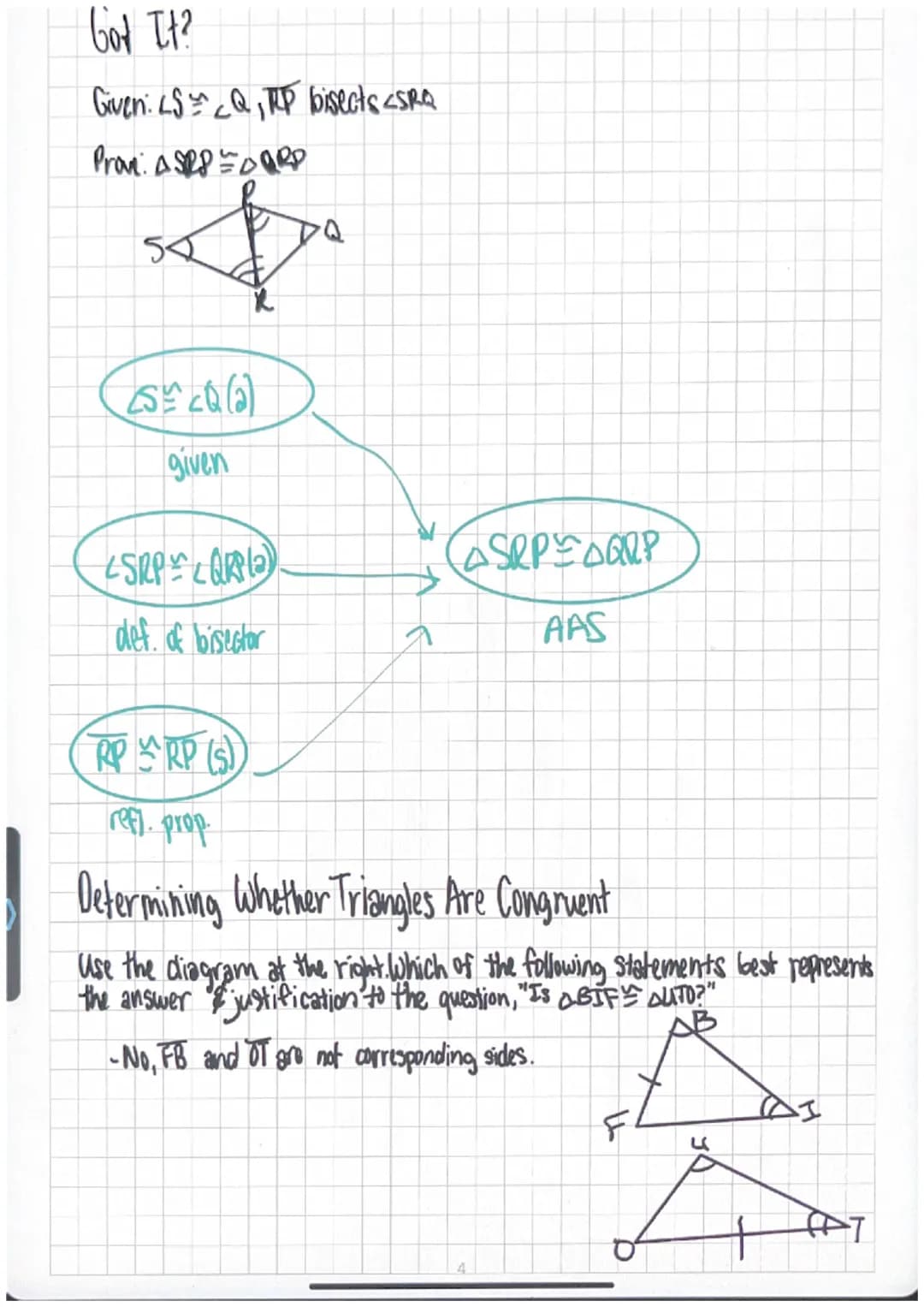 3.3 Triangle Congruence by ASA & AAS
Postulate 16- Angle-Side- Angle (ASA) Postulate
Postulate-If two angles and the included Side of one tr