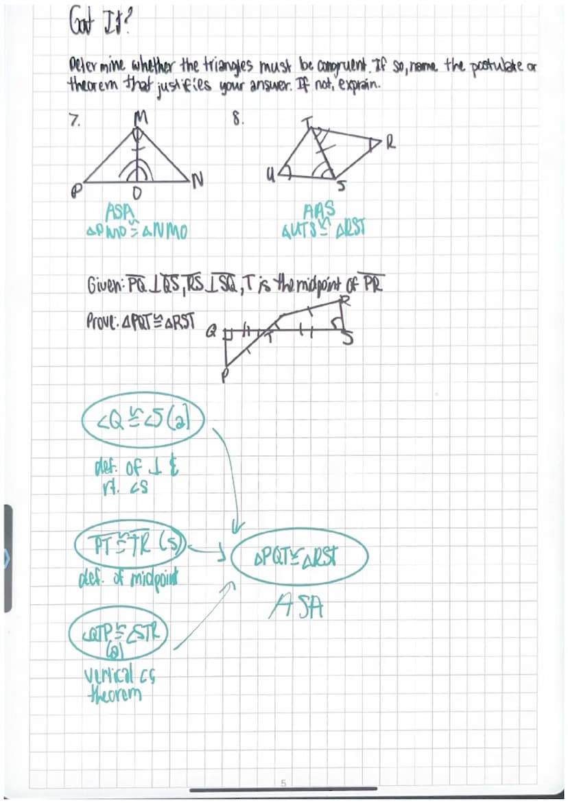 3.3 Triangle Congruence by ASA & AAS
Postulate 16- Angle-Side- Angle (ASA) Postulate
Postulate-If two angles and the included Side of one tr