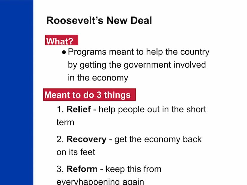 The New Deal
US History
SAVED
HE
AMERICA The "Old Deal"
What?
● President
Hoover's
reaction to the
Great
Depression
1
IS.
President Herbert 
