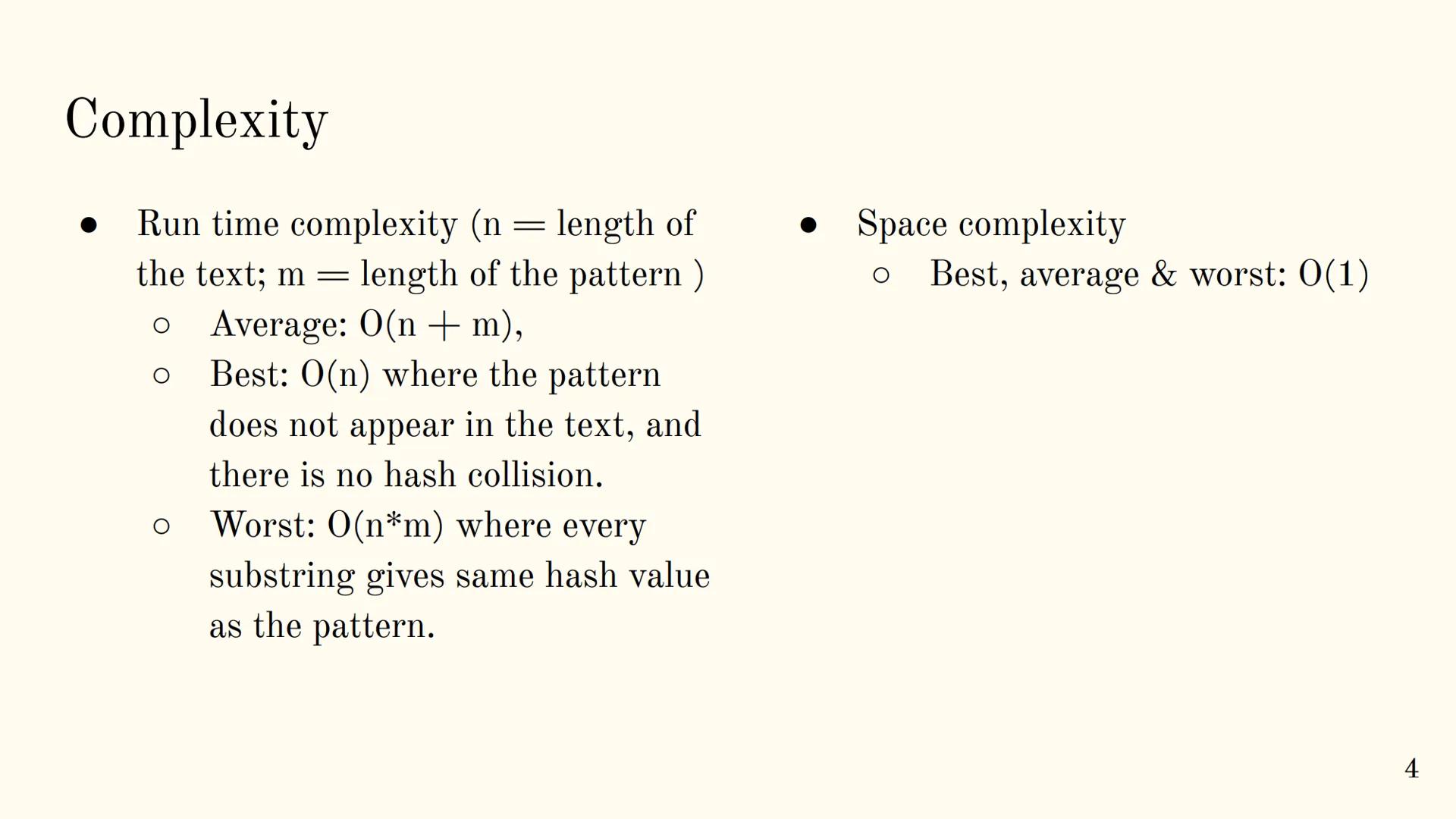 Rabin Karp Algorithm
1 Overview
The Rabin-Karp algorithm is a string matching algorithm used to find patterns
within a text using a hashing 
