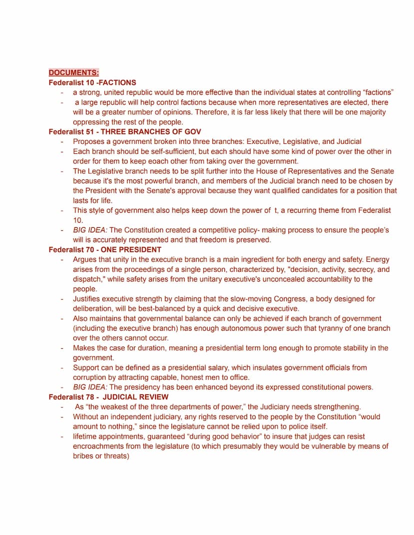 REQUIRED CASES:
Marbury v. Madison (1803) - Establish Judicial Review by the Supreme Court and the ability of the
Court to reject Congressio